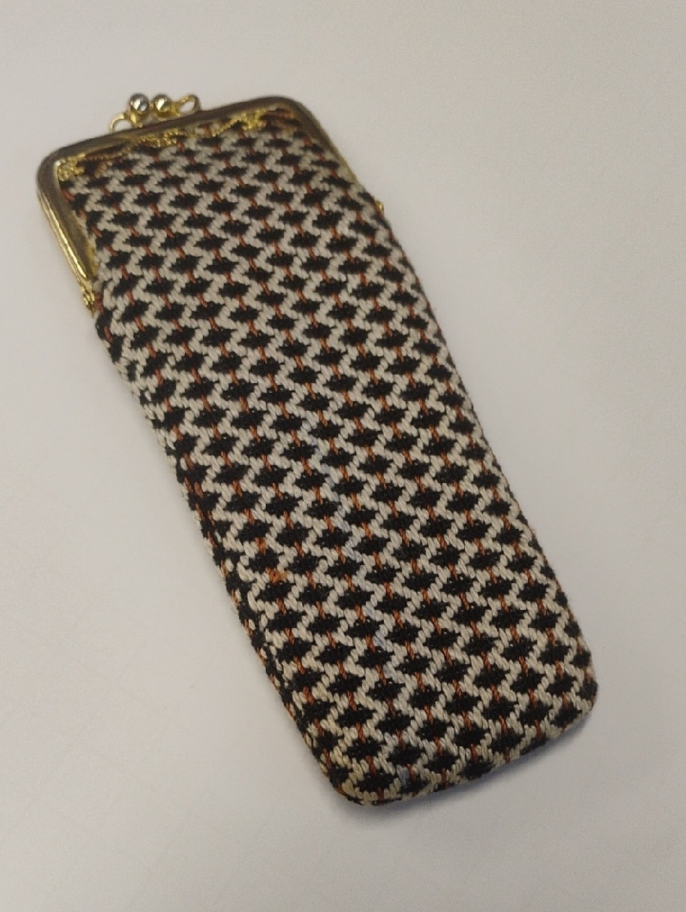 Dior Black, White & Brown Houndstooth Glasses Case